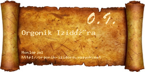 Orgonik Izidóra névjegykártya